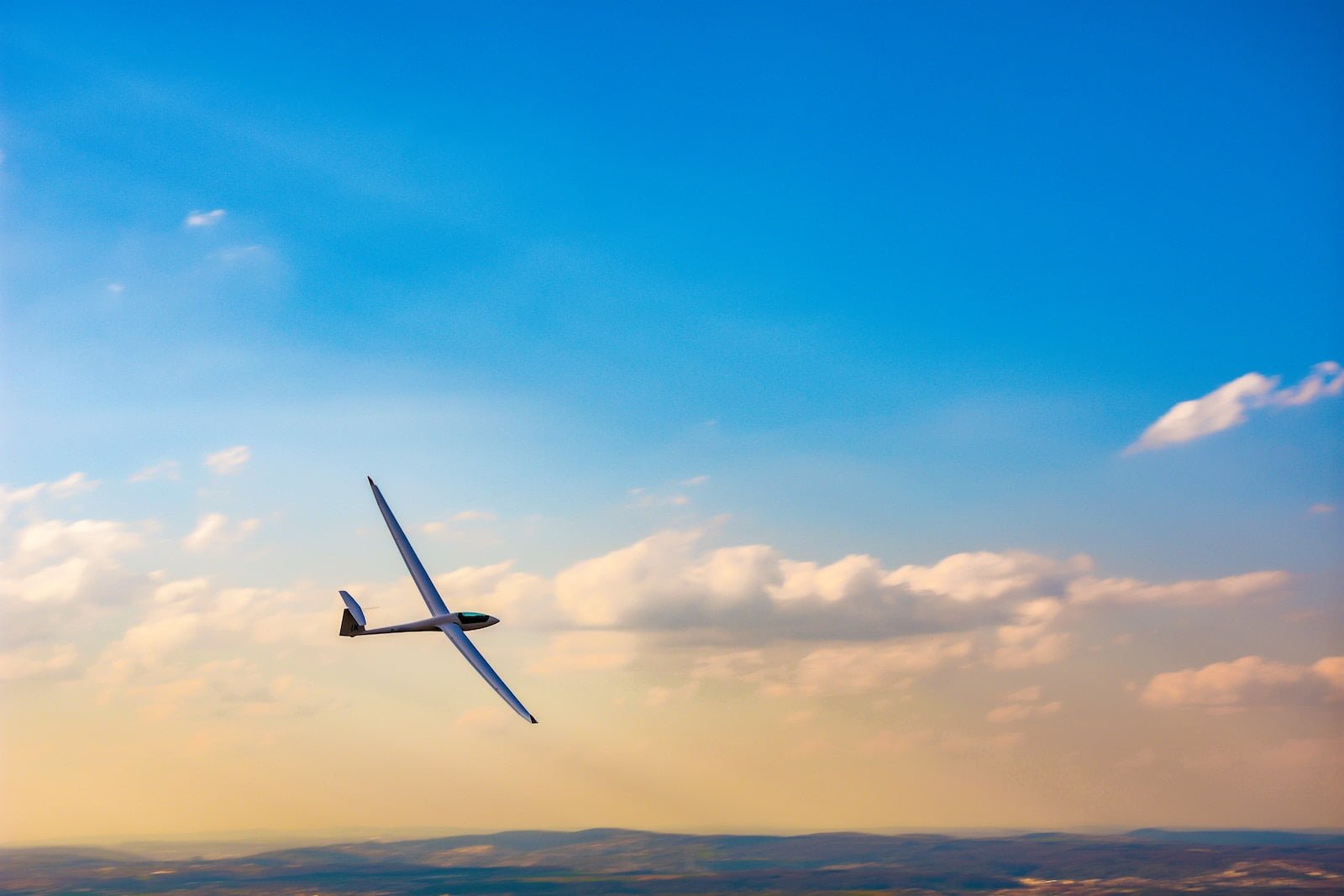 Glider aircraft soaring